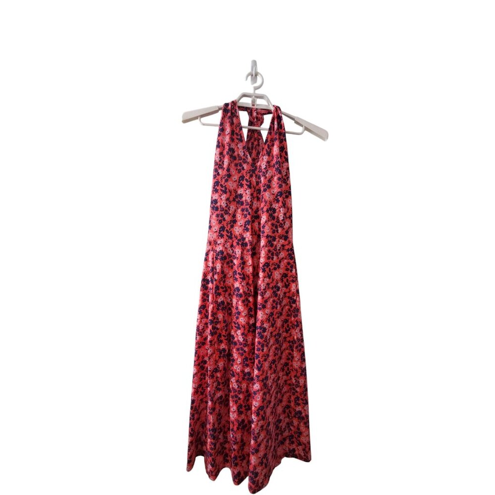 Pact Red and Blue Floral Midi Dress